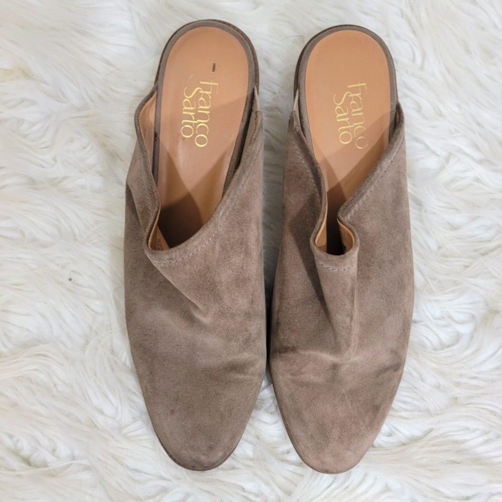 Franco Sarto rosita suede heel slip on mules 11